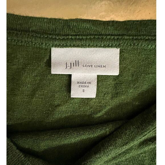 J. Jill women Love Linen relaxed blouse solid Green Knit Sz Small - Picture 6 of 8